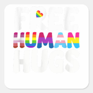 Free Human Hugs LGBT Pride Month Square Sticker