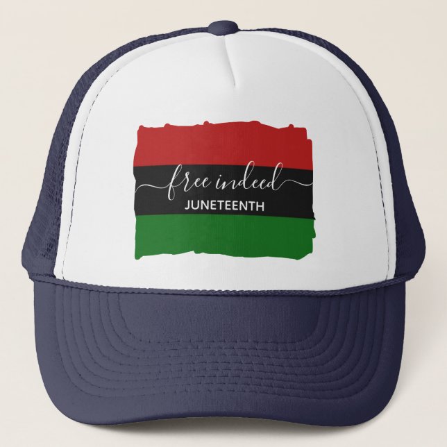 FREE INDEED Pan African JUNETEENTH Trucker Hat (Front)
