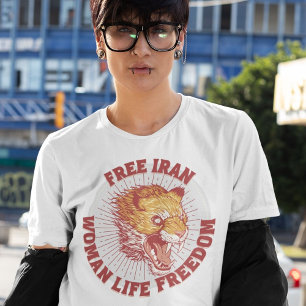 Free Iran Protest   Angry Lion Red T-Shirt