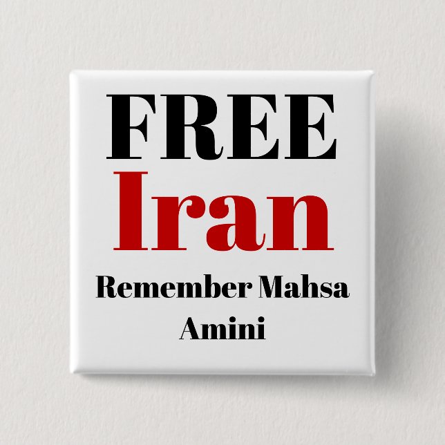 FREE IRAN REMEMBER Mahsa Amini  15 Cm Square Badge (Front)