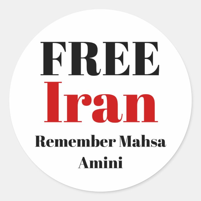 FREE IRAN REMEMBER Mahsa Amini   Classic Round Sticker (Front)
