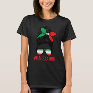 Free Iran Women Life Freedom Messy Bun Iranian Fla T-Shirt