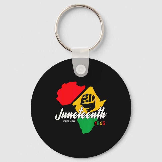 Free-ish since 1865 juneteenth day black pride key ring (Front)