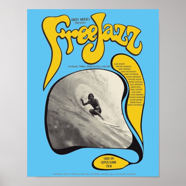 Free Jazz, Vintage Surf Poster, Surf Art Poster (Front)