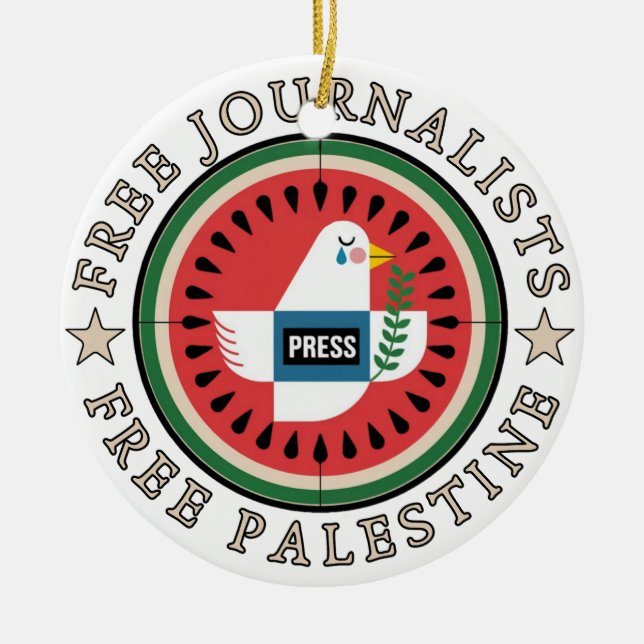 Free Jounalists Free Palestine Ceramic Ornament (Front)