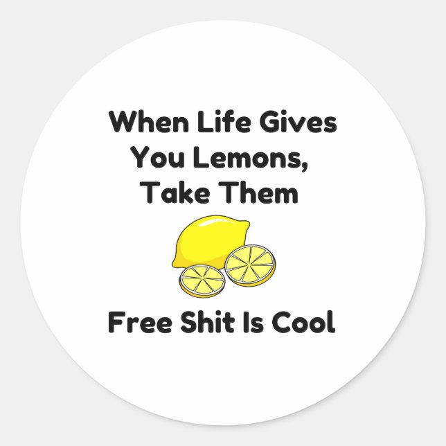 Free Lemons Classic Round Sticker (Front)