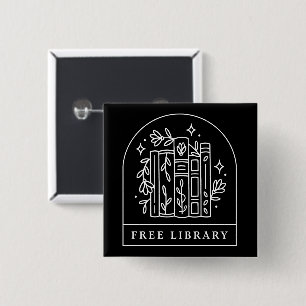 Free library book exchange 15 cm square badge
