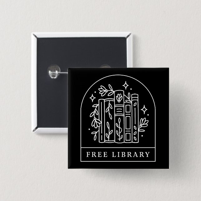 Free library book exchange 15 cm square badge (Front & Back)