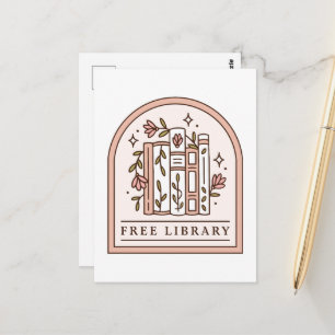 Free library neighbourhood book box postcard