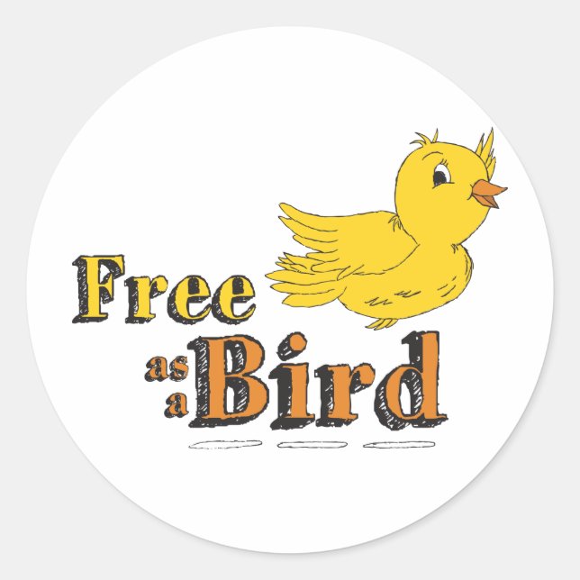 Free Like a Bird Free As A Bird Yellow Flying Bird Classic Round Sticker (Front)