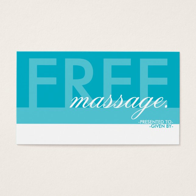 FREE MASSAGE gift card overlay (Front)