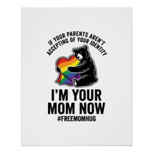 Free Mom Hug Bear Pride Vintage T-Shirt Design_1 Poster