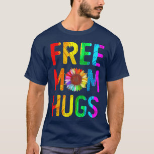 Free Mom Hugs Gay Pride LGBT Daisy Rainbow Flower T-Shirt