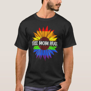 Free Mom Hugs Gay Pride Lgbt Daisy Rainbow Sunflow T-Shirt
