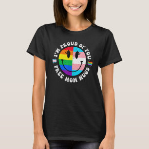 Free Mom Hugs Groovy Hippie Face LGBT Rainbow Tran T-Shirt