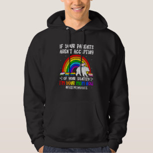Free Mom Hugs LGBT Gay Pride Month LGBTQ Bear Rain Hoodie