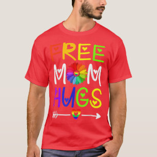 Free Mom Hugs  LGBT Gay Pride Sunflower Rainbow He T-Shirt