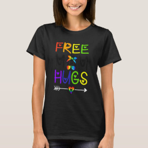 Free Mom Hugs Messy Bun Rainbow Heart Lgbt Pride M T-Shirt