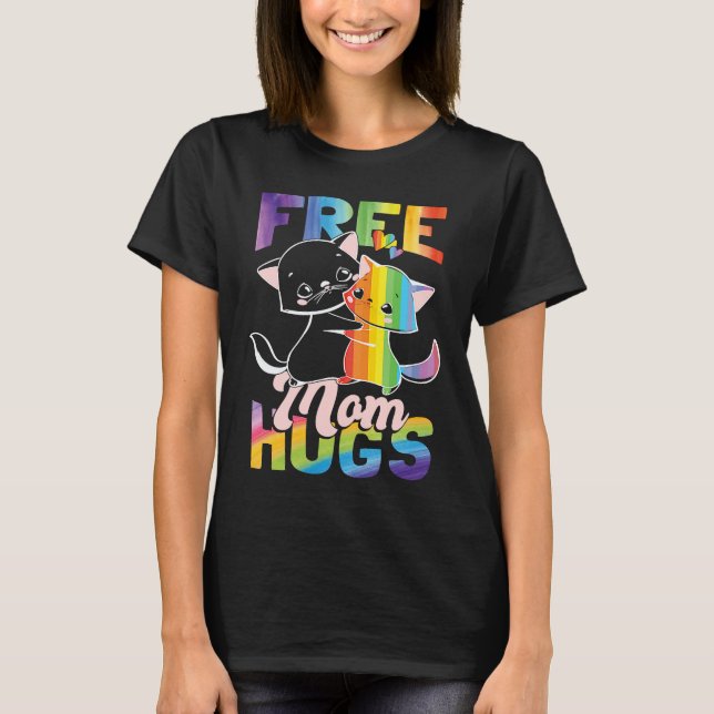 Free Mom Hugs Pride Month LGBT Mom T-Shirt (Front)