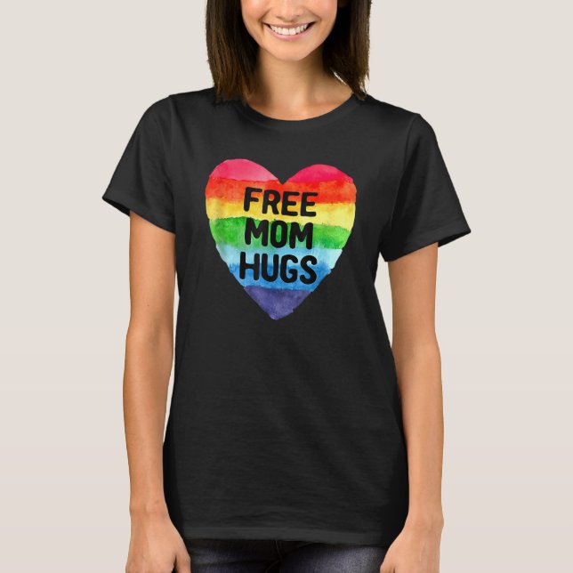 Free Mom Hugs  Rainbow Heart Lgbt Pride Month 2 T-Shirt (Front)