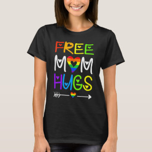 Free Mom Hugs Rainbow Heart Lgbt Pride Month Tee