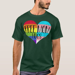 Free Mom Hugs Transgender Heart Rainbow Flag Gay P T-Shirt