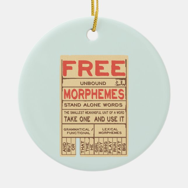 Free Morphemes Funny Grammar English Phonics Ceramic Ornament (Front)
