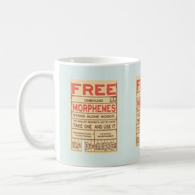 Free Morphemes Funny Grammar English Phonics Coffee Mug (Left)