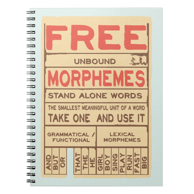 Free Morphemes Funny Grammar English Phonics Notebook (Front)