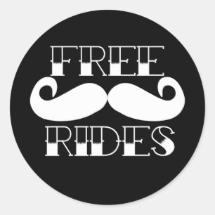 Free Moustache Rides Classic Round Sticker