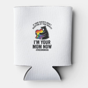 Free Mum Hug Bear Pride Vintage T-Shirt Design_1 Can Cooler