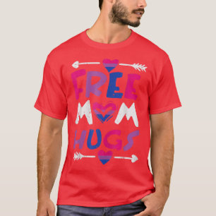 Free Mum Hugs Bisexual Pride Flag LGBTQ Bi Mama Mo T-Shirt
