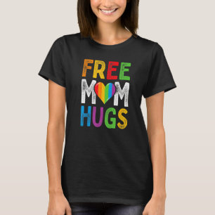 Free Mum Hugs  Boho Rainbow Heart Gay Lgbt Pride M T-Shirt