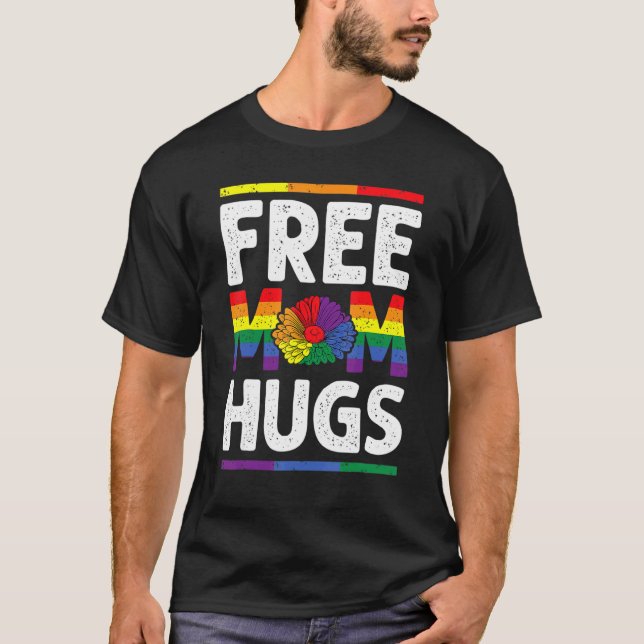 Free Mum Hugs Colourful Sunflower Pride Gay Lgbt M T-Shirt (Front)