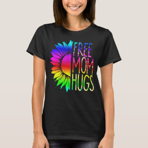 Free Mum Hugs Daisy Rainbow Heart Love Lgbt Pride  T-Shirt