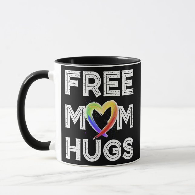 Free Mum Hugs Free Mum Hugs Rainbow Gay Pride  Mug (Left)