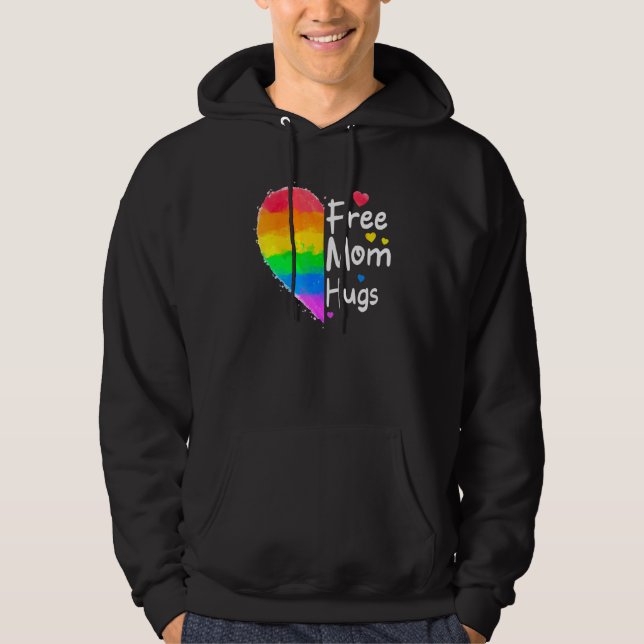 Free Mum Hugs Gay Pride Lgbt Daisy Rainbow Flower  Hoodie (Front)