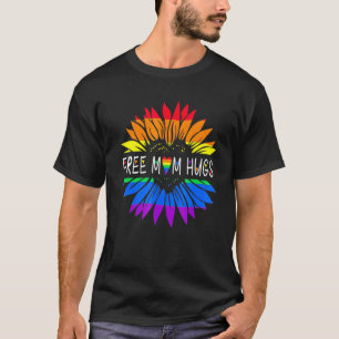 Free Mum Hugs Gay Pride Lgbt Daisy Rainbow Flower  T-Shirt