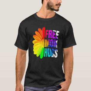 Free Mum Hugs Gay Pride Lgbt Daisy Rainbow Flower  T-Shirt