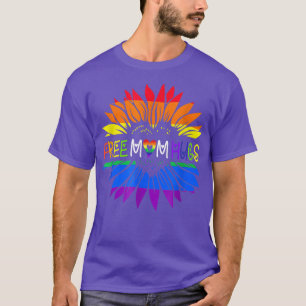 Free Mum Hugs Gay Pride LGBT Daisy Rainbow Flower T-Shirt