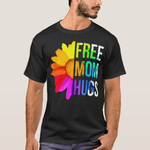 Free Mum Hugs Gay Pride Lgbt Daisy Rainbow Flower T-Shirt