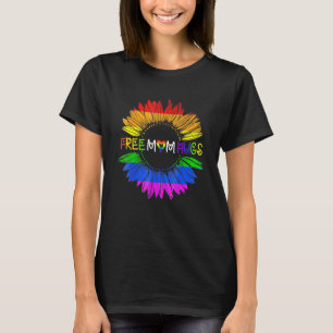 Free Mum Hugs Gay Pride Lgbt Daisy Rainbow Sunflow T-Shirt
