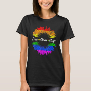 Free Mum Hugs Gay Pride Lgbt Rainbow Sunflower Hip T-Shirt