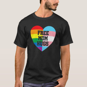 Free Mum Hugs Gay Pride Transgender Rainbow Flag T-Shirt