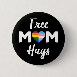 Free Mum Hugs II - Rainbow Gay Trans Pride 6 Cm Round Badge