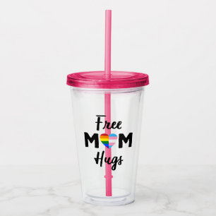 Free Mum Hugs II - Rainbow Gay Trans Pride Acrylic Tumbler