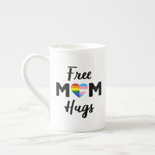 Free Mum Hugs II - Rainbow Gay Trans Pride Bone China Mug