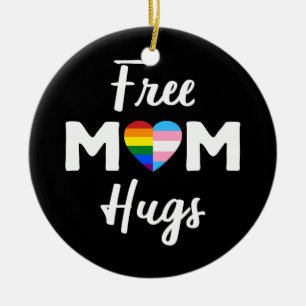 Free Mum Hugs II - Rainbow Gay Trans Pride Ceramic Ornament