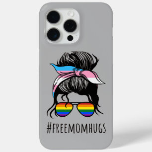Free Mum Hugs IV - Messy Bun Rainbow Gay Trans iPhone 15 Pro Max Case
