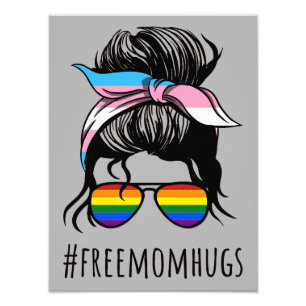 Free Mum Hugs IV - Messy Bun Rainbow Gay Trans Photo Print
